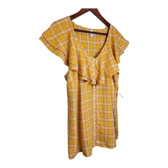 OLD Navy Linen Blend Ruffled Tank Top. Yellow, Ladies Size 1X - Picture 2 of 9